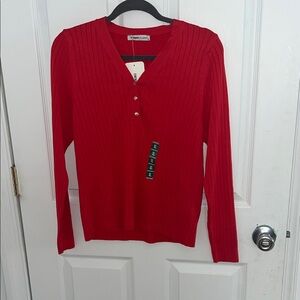 LC Waikiki Women's V-Neck Red Knit Top - NWT